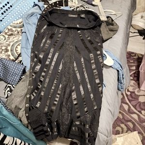 Satin and lace asymmetrical skirt